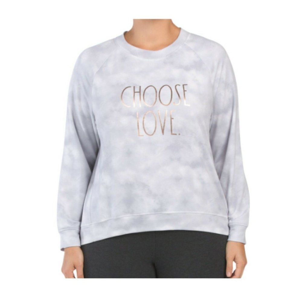 NWT Rae Dunn Sweatshirt "Choose Love" Graphic Text Pullover Sweater 1X